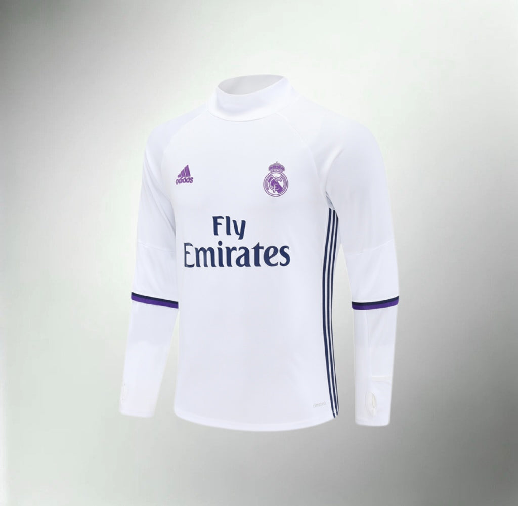 Real Madrid 2016-2017 White Retro Training Top
