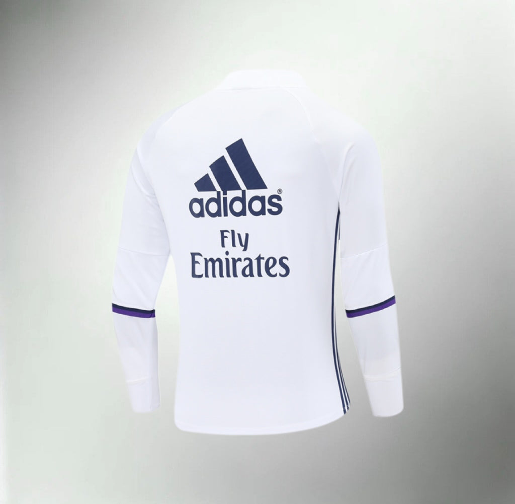 Real Madrid 2016-2017 White Retro Training Top