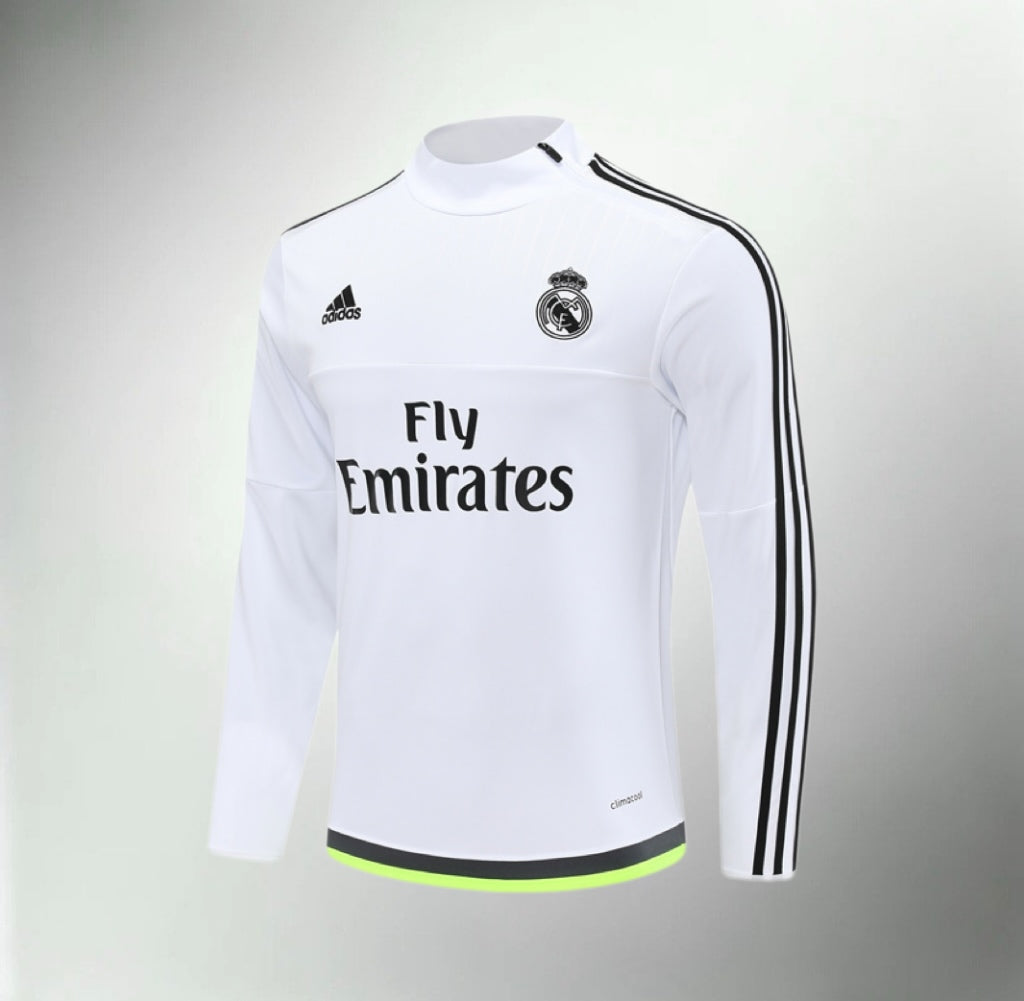 Real Madrid 2015-2016 White Retro Training Top