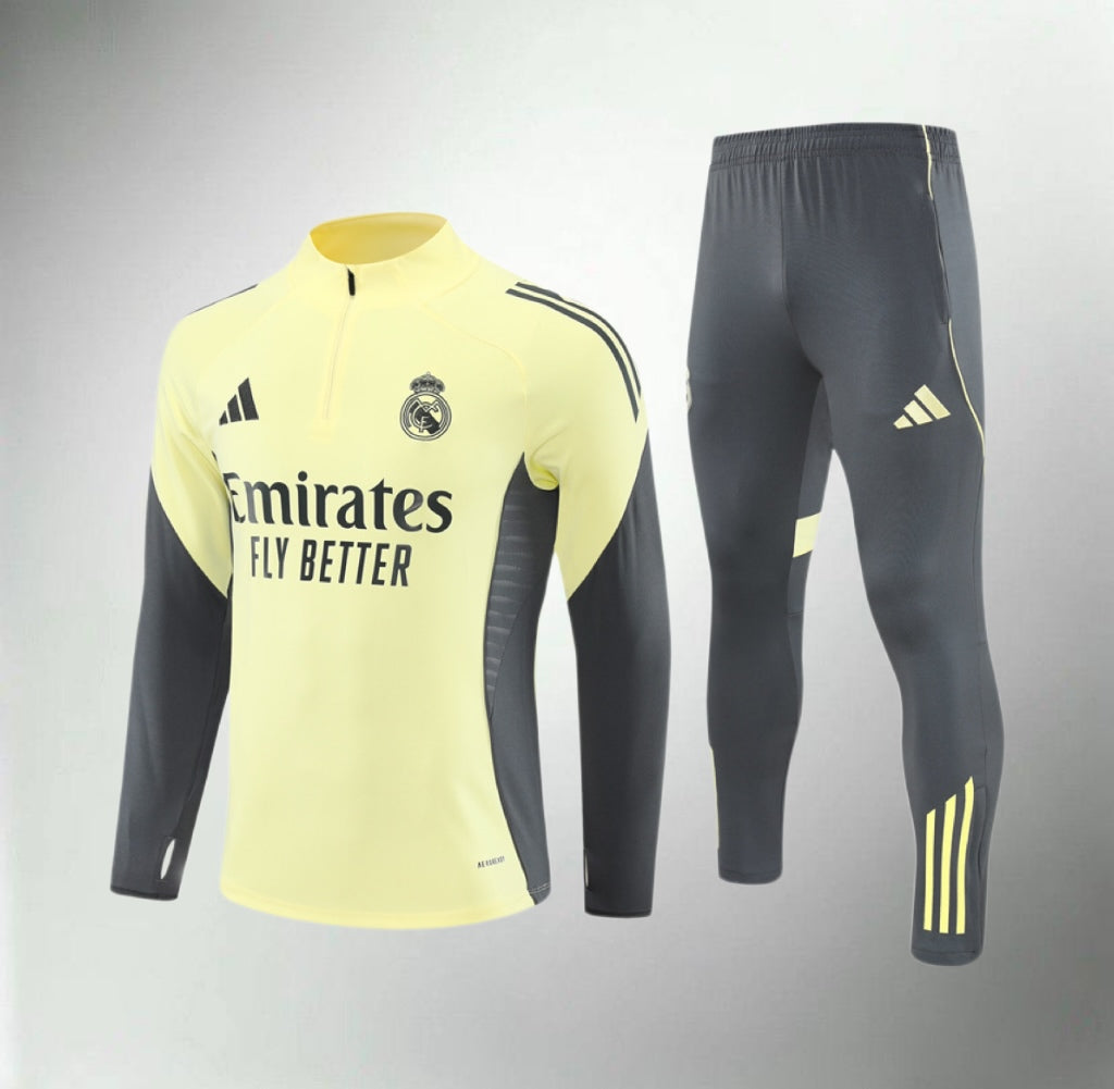 Real Madrid 25/26 Light Yellow/Gray Tracksuit
